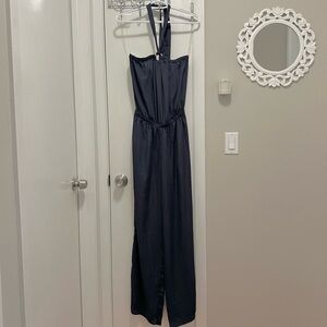DO+BE Navy Blue Halter Silky Feel One Piece Pant Jumpsuit S NEW